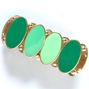 Green Pallet Color Combination Facet Cut Oval Gold Settings Stretch Bracelet